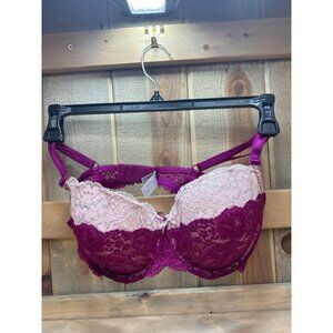 Victorias Secret Lace Dream Angels Bra 38C Pink & Purple Underwired Demi
